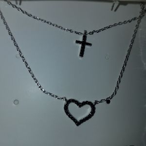 Heart and cross necklace.